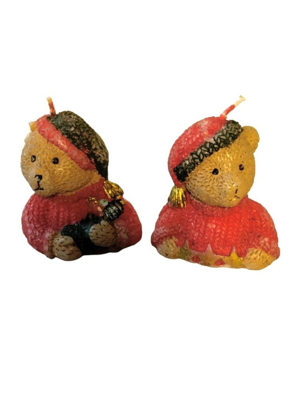 Vintage Teddy Bear Candles Festive Sweater Hats Lot 2